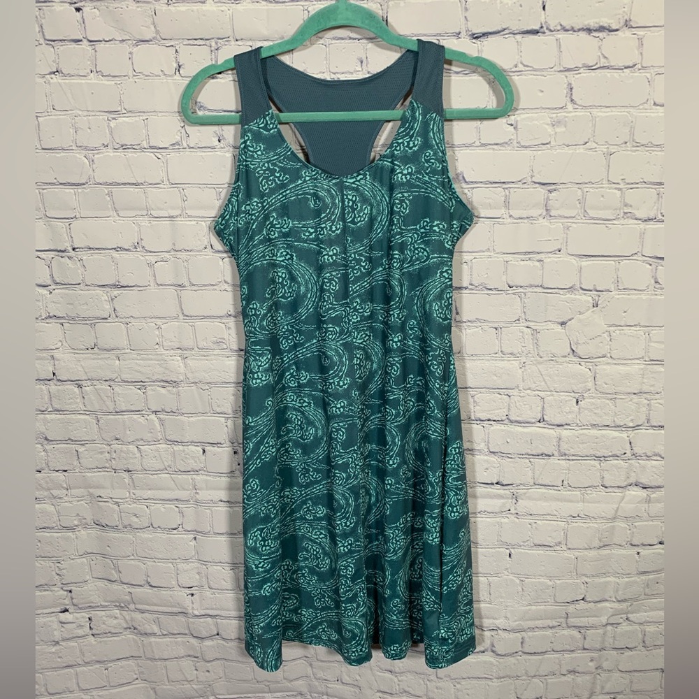 Columbia Womens PFG Omni-Wick Sleeveless Dress Blue Print Sz M Outdoor Hiking